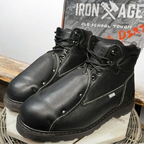 IRON AGE GROUNDBREAKER METATARSAL GUARD Leather Steel Toe Work Boots Size 11 W - Picture 6 of 15